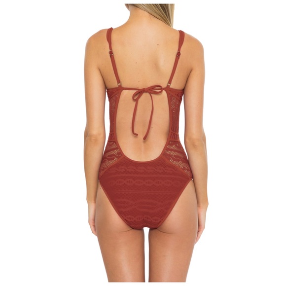 NWOT BECCA Color Play Reveal Crochet One-Piece Swimsuit - Picture 4 of 6